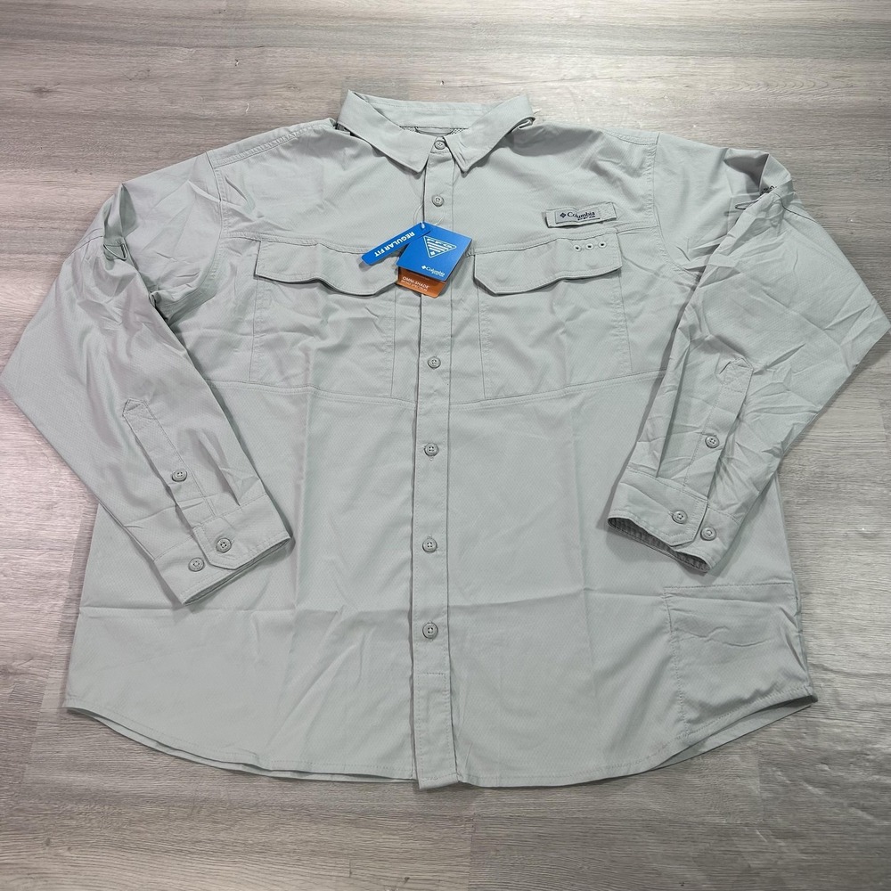 NEW Columbia PFG Skiff Guide II Shirt Mens XL Gray Long Sleeve Fishing Outdoor
